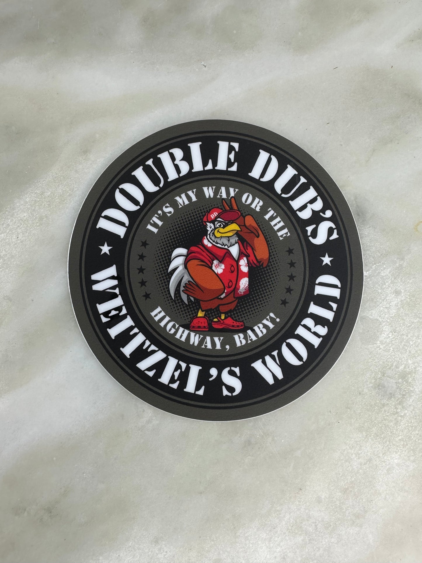 Double Dub's Weitzel's World 4" Sticker